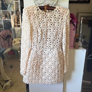 Bronx and Banco Elegant Cream Crochet Dress
